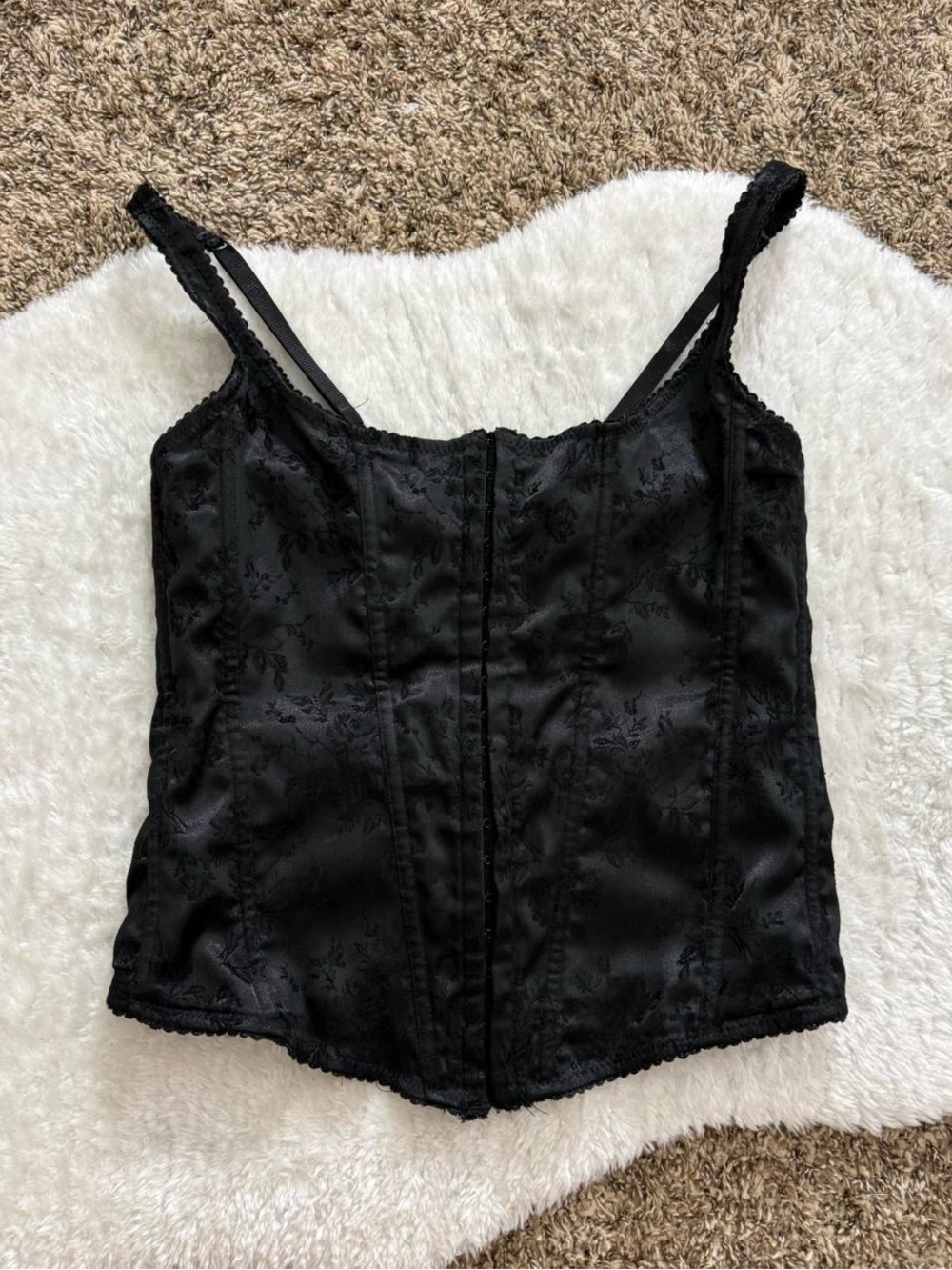 Y2k vampy romantic goth witchy black jacquard floral corset top - Picture 1 of 4